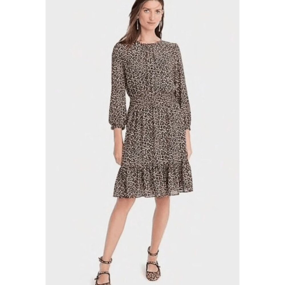 J.CREW cinch waist leopard chiffon dress size XS